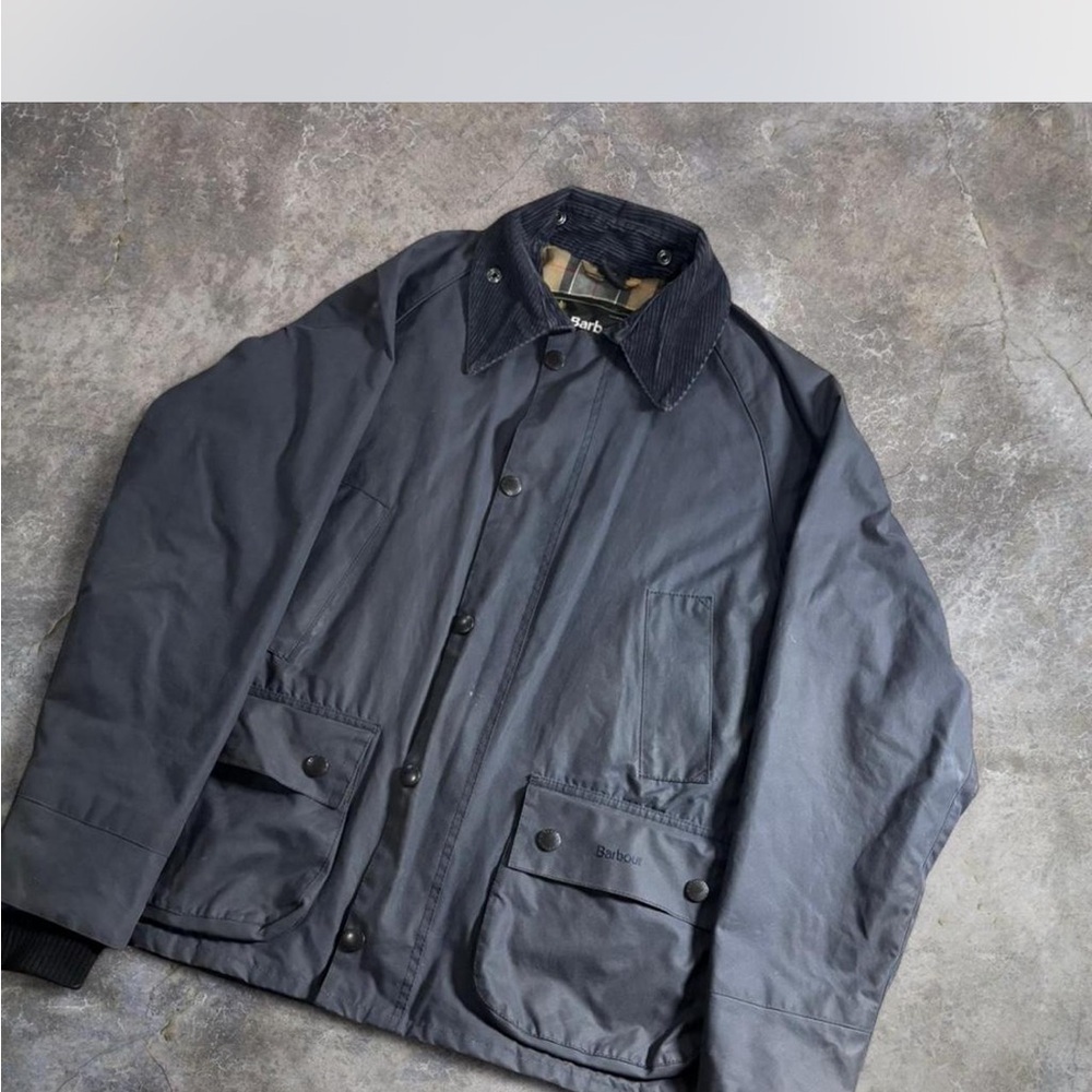 Men's Black/navy Barbour wax jacket bedale